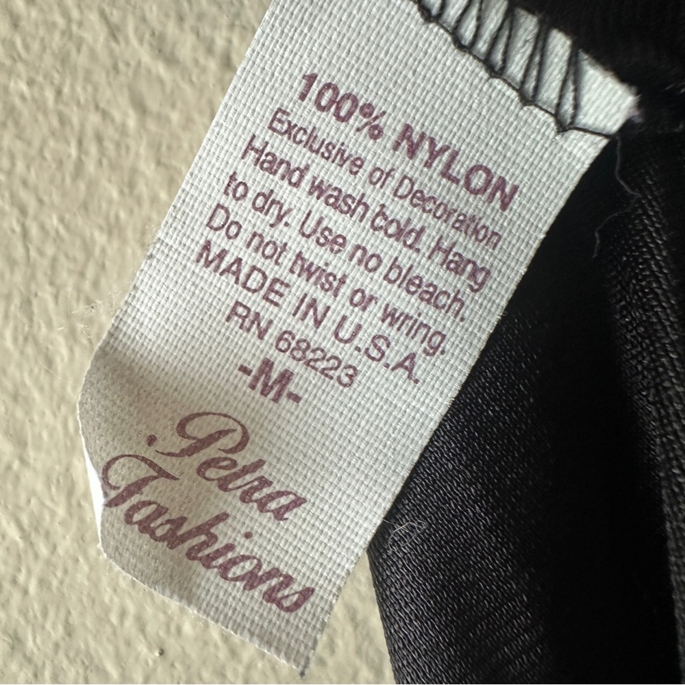 Vintage Petra Fashions Black Nylon Lace Trim Maxi Nightgown Slip Dress Medium - Picture 5 of 5